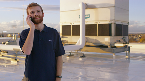 Maintenance person on rooftop